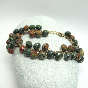 Czech glass dangle bracelet on gold